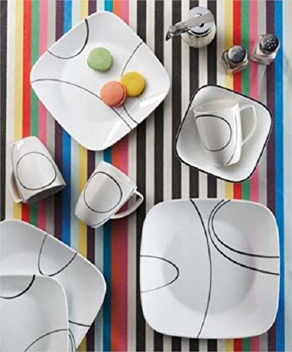  历史最低价！Corelle 康宁 Simple Lines 方形16件套餐具5.3折 49.96加元包邮！会员专享！