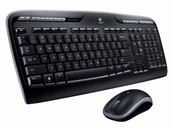  Logitech 罗技 MK320 2.4GHz 舒适型无线键盘鼠标套装5折 29.96元限时特卖！