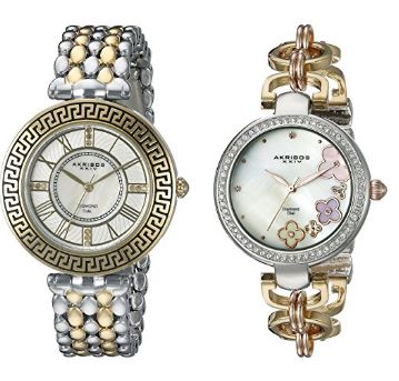  历史新低！Akribos XXIV AK886TT 女式钻石时尚腕表两件套礼盒装3.6折 51.88元限时特卖并包邮！