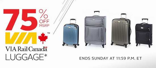  精选15款 Via Rail Canada 时尚拉杆行李箱全部2.5折限时特卖！售价低至50元！