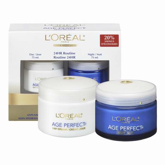  历史新低！L'Oreal Paris 欧莱雅 Age Perfect 50岁+抗皱日霜晚霜2件套6.2折 21.82-22.97元限时特卖！