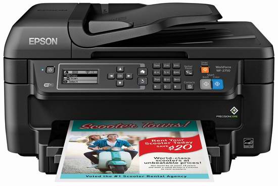  Epson 爱普生 Workforce WF-2750 无线多功能彩色喷墨一体打印机6折 59.99加元包邮！
