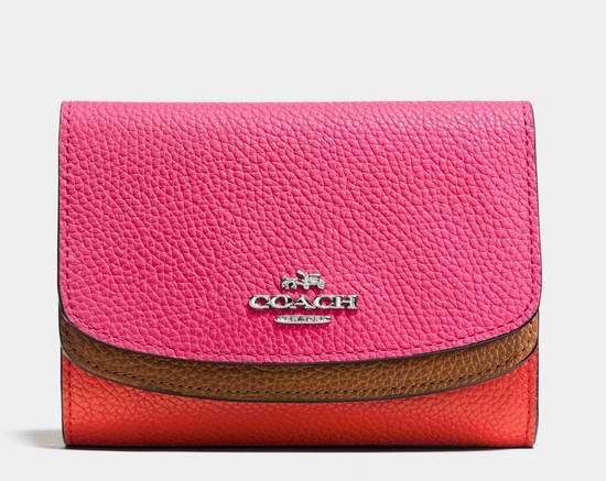  COACH Colourblock 女式中号拼色皮革双盖钱包 73.5元限时特卖！