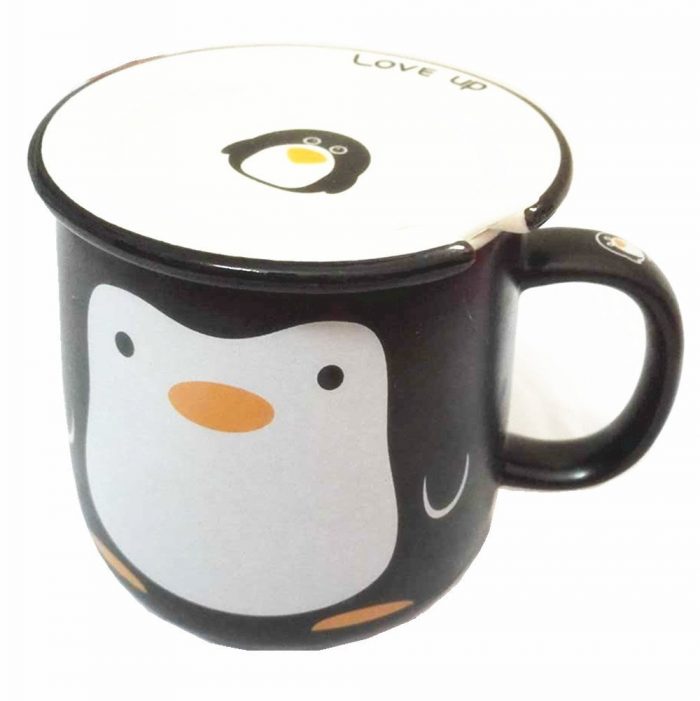  Moyishi-ca 可爱企鹅带盖咖啡/牛奶/陶瓷杯 15.19元，原价 18.99元