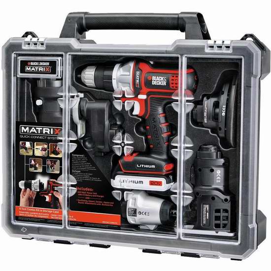  BLACK + DECKER 百得 BDCDMT1206KITC Matrix系列 6合一充电式可换头电动工具套装6.8折 274.89加元包邮！