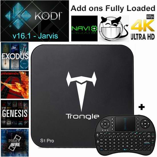  J-DEAL S1 Pro TV Box Kodi 16.1 4K超高清四核流媒体播放器/网络电视机顶盒 49.5元限量特卖并包邮！