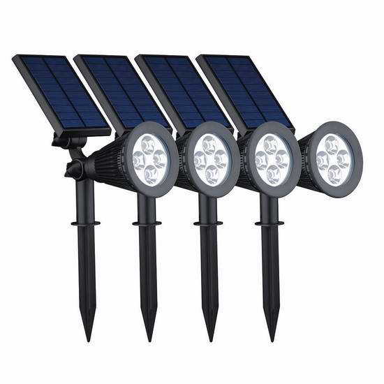  升级版！ VicTsing 200流明2合1户外防水太阳能供电LED射灯4件套 59.19元限量特卖并包邮！