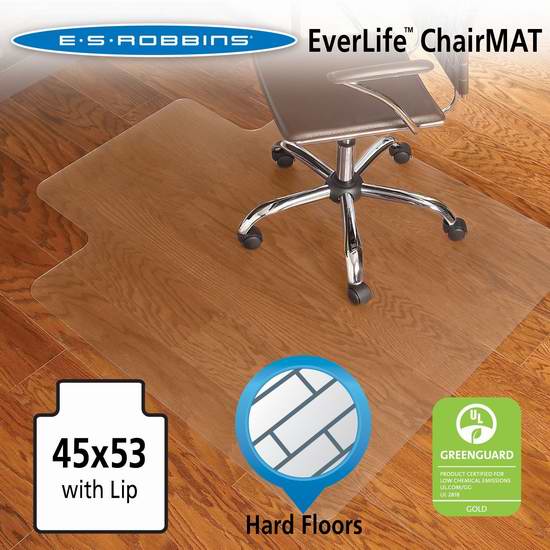  历史新低！ES Robbins EverLife 办公椅防滑地板保护垫5.6折 46.5元限时特卖并包邮！