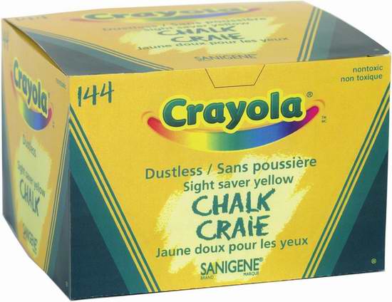  历史新低！Crayola 黄色无尘粉笔144件套2.3折 3元限时清仓！
