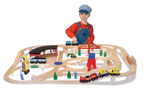  Melissa & Doug 豪华木制小火车玩具套装（130 pcs)  5.4折 100加元包邮！