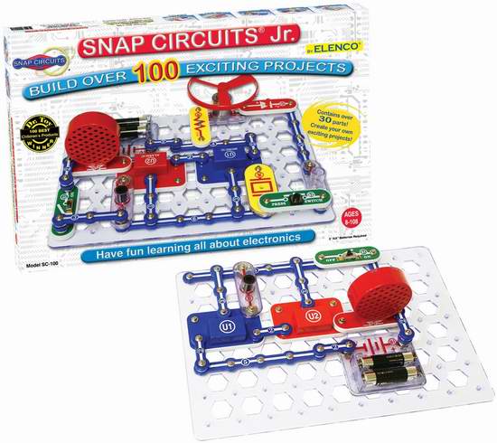  Elenco Snap Circuits Jr. SC-100 电路DIY拼接玩具6.9折 31.53加元！