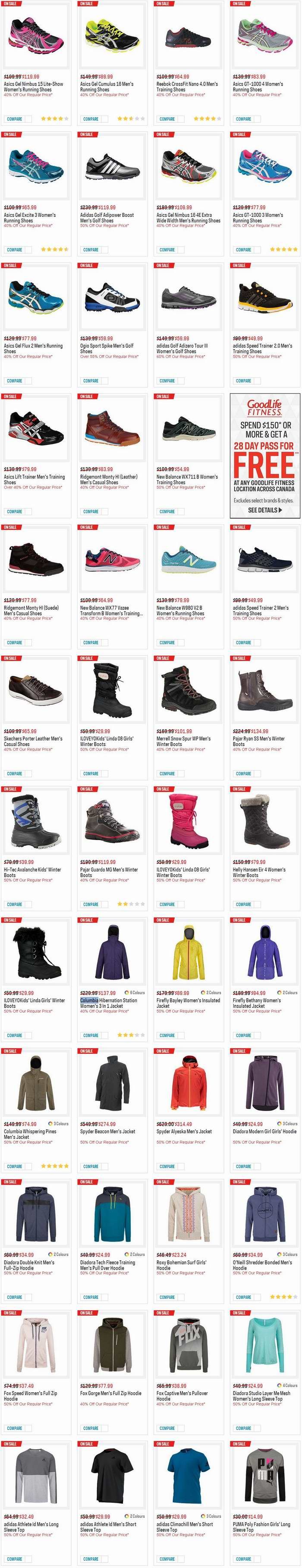 Sport Chek 24小时闪购！精选108款 Adidas、New Balance、Columbia 等品牌成人儿童运动鞋、运动服、防寒服、溜冰鞋、网球拍、高球杆、曲棍球棒、运动器材等4-7折限时抢购并包邮！
