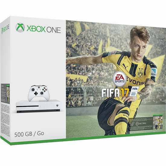  历史新低！Xbox One 500GB 家庭娱乐游戏机+《FIFA 17》套装 299.99元限时特卖并包邮！