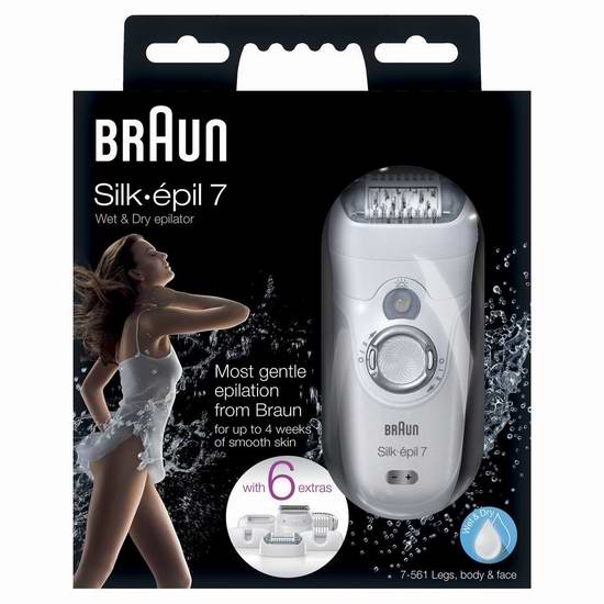  历史新低！Braun 博朗 SE 7561 Silk-Epil 干湿两用晶轮美体刀/脱毛器/腋毛器4.6折 59.99元限时特卖并包邮！