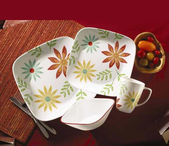  历史最低价！CORELLE 康宁 Livingware 餐具16件套5.3折 49.96元限时特卖并包邮！