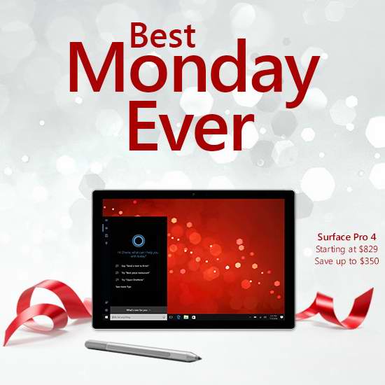  Microsoft Store 网购星期一特卖开售！Surface Pro 4 笔记本电脑829元起！