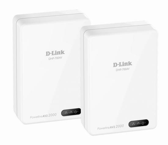  历史新低！D-Link 友讯 DHP-701AVPower 2千兆极速电力线适配器/电力猫2只装5.4折 69.99元限时特卖并包邮！