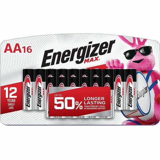  Energizer 劲量 Max AA 高能碱性电池16颗装6.2折 9.97加元！