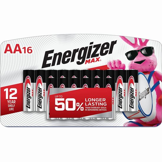  Energizer 劲量 Max AA 高能碱性电池16颗装5.9折 9.45加元！