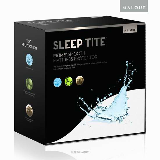  MALOUF Sleep Tite Smooth 100%防水Queen床垫保护套5.7折 39.59元限量特卖并包邮！