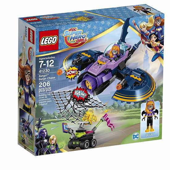  新上市也打折了！LEGO 乐高 41230 超级英雄女孩系列 蝙蝠女喷气式飞机追逐之战积木套装（206pcs）6.5折 22.74元限时特卖！
