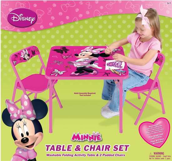  历史新低！Disney 迪士尼 Minnie 米妮主题儿童桌椅3件套4.4折 30.7元限时特卖！