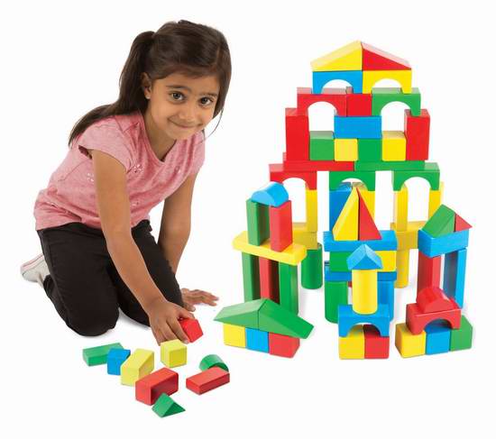  Melissa & Doug 儿童木制积木（100pcs） 18.89加元！