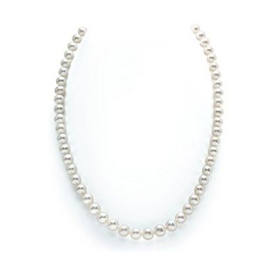  金盒头条：The Pearl Source 18英寸14K白金/黄金 6.5-11mm AAAA级无暇白色淡水珍珠项链 限时特卖并包邮！多个尺寸可选！