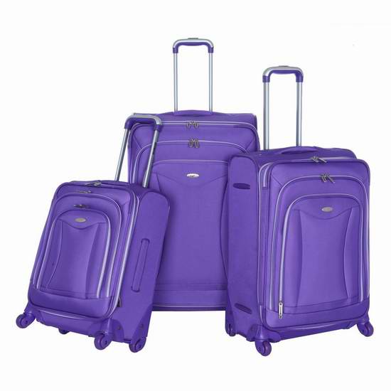  售价大降！历史新低！Olympia Luggage Luxe 可扩展容量 时尚拉杆行李箱3件套3.4折 105.8元限时特卖并包邮！