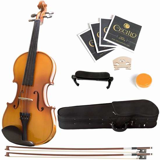  Mendini 4/4 MV400 Full Size 实木小提琴套装 104.64元限量特卖并包邮！