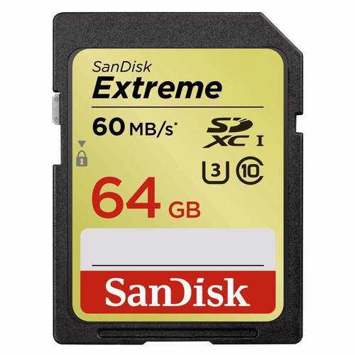 SanDisk Extreme 64GB UHS-I/U3 SDXC 储存卡 37.65元限量特卖并包邮！