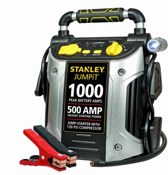  Stanley 史丹利 J5C09 500 Amp 多功能移动电源/充电宝/照明灯/警报器/轮胎打气机/汽车电瓶紧急启动电源 158.88加元限量特卖并包邮！