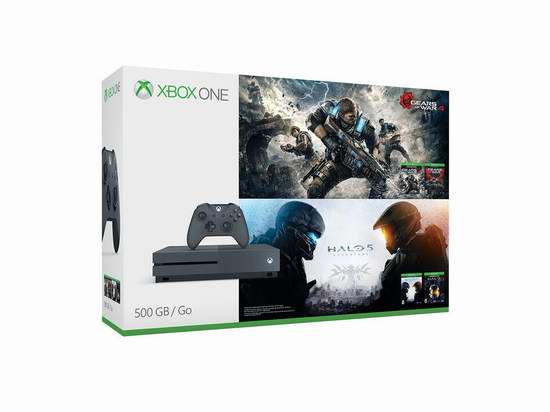  历史最低价！Xbox One 500GB 家庭娱乐游戏机+Gears and Halo（4个游戏）套装 329.99加元限时特卖并包邮！