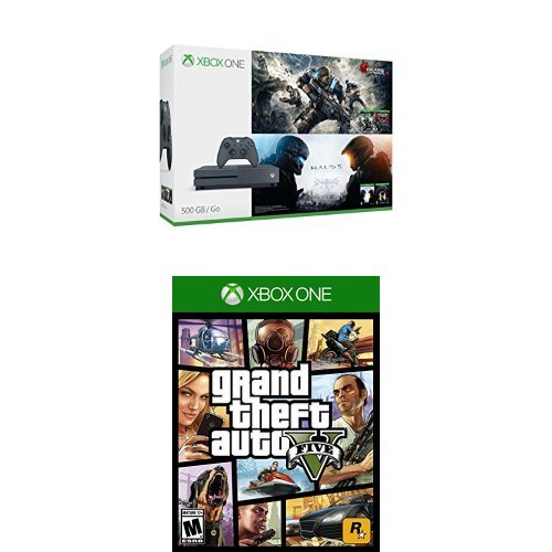  节礼周大促：历史新低！Xbox One S 500GB 家庭娱乐游戏机+Gears and Halo（4个游戏）+《侠盗猎车手V》套装 329.99元限时特卖并包邮！