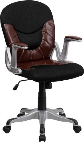  历史新低！Flash Furniture JQ-5042-GG 真皮+布艺双色中靠背旋转办公椅3.7折 90.06元限时特卖并包邮！