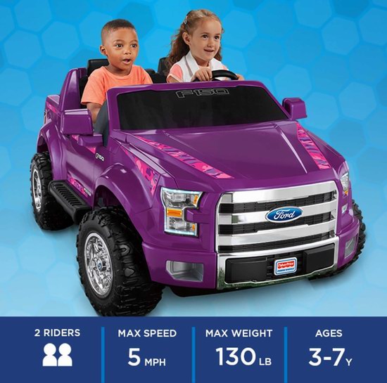  历史新低！Fisher-Price 费雪 Power Wheels 福特 F150 双人电动玩具越野车5.3折 335.27加元包邮！