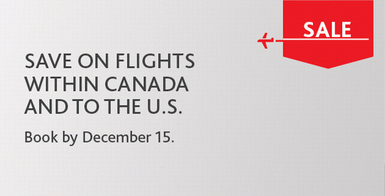  Air Canada 加航 加拿大境内及飞往美国航线机票特价销售！仅限今日！