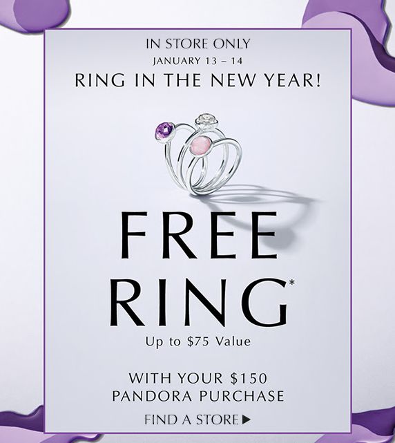  Pandora潘多拉店内促销，满150元送价值 75元生日宝石戒指！