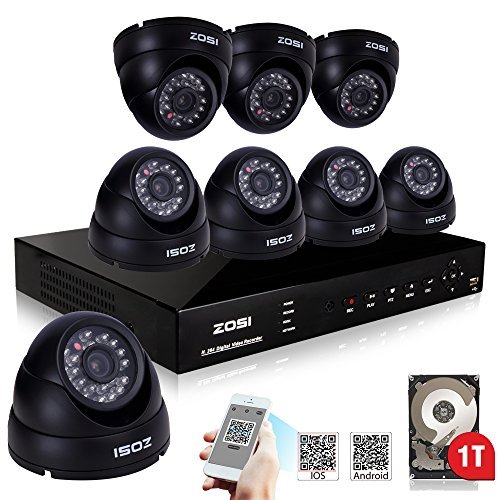  ZOSI 8CH DVR 900TVL 8路高清监控系统+1TB硬盘套装 256.79元限量特卖并包邮！