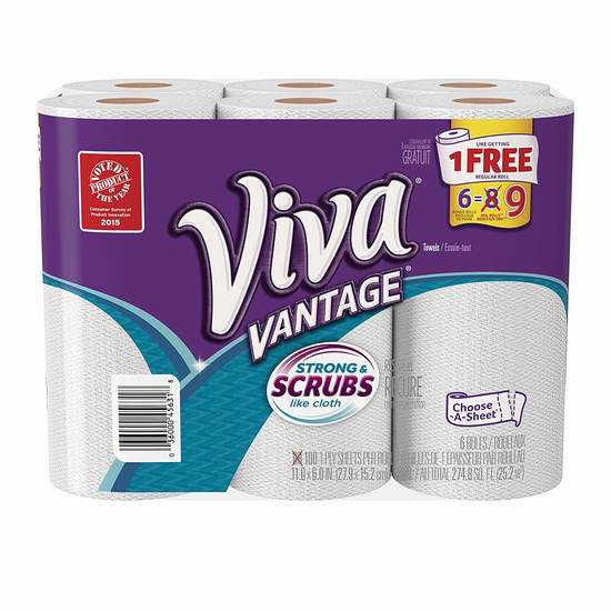  Kimberly-Clark Viva Vantage厨房用纸超值6卷装 5.96加元限时特卖！