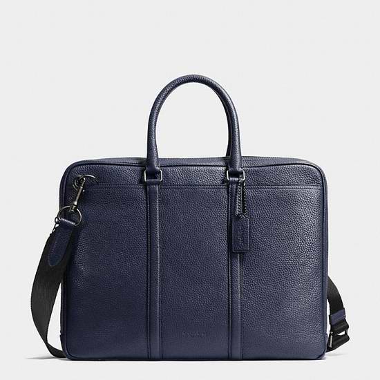  COACH Metropolitan 男款黑蓝色牛皮手提公文包3.7折 213.75元包邮！