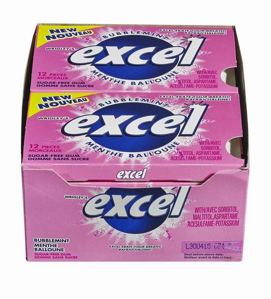  历史新低！Excel Bubblemint 无糖木糖醇亮白护齿口香糖（12x12粒）4.7折 6.77-7.13元限时特卖！