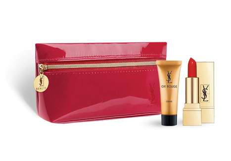 Yves Saint Laurent YSL 圣罗兰 农历新年促销，全场购满75元送价值62元迷你Rouge Pur Couture 13号色方管口红+3ml藏金奢妍面霜+独家手拿包！