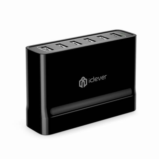  iClever BoostCube 60W 12A 6口USB智能快速充电器1.5折 15.49加元限量特卖！
