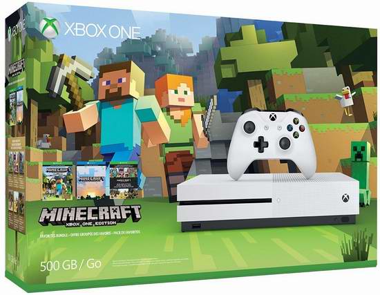  Xbox One S 500GB 家庭娱乐游戏机+《战地1》或《Minecraft 我的世界》套装 329.95加元限时特卖并包邮！
