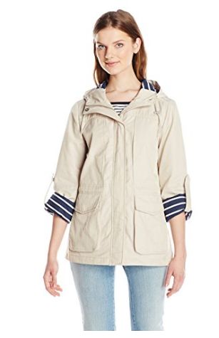  Tommy Hilfiger Hampton Twill 女式斜纹连帽厚夹克1.2折 30.06元起限时清仓并包邮！