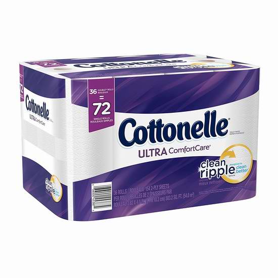  历史新低！Cottonelle Clean Care 24/36卷双层超软卫生纸 8.48-12.72加元！