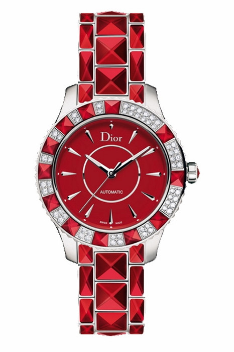  高贵典雅！Dior 迪奥 Christal 晶钻系列CD144514M001红宝石钻石腕表 4552.99加元（红紫两色可选），原价 10399.99加元，包邮