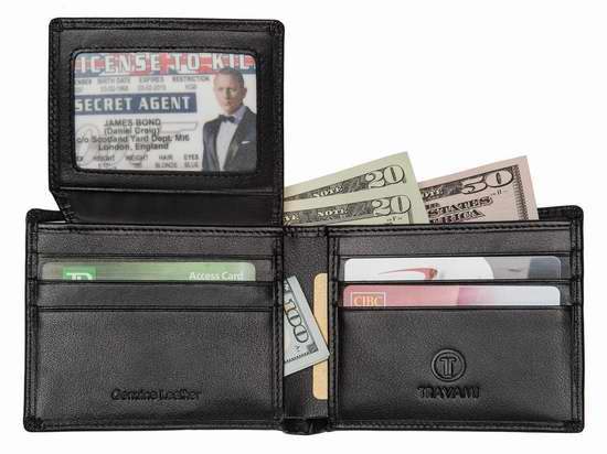  TRAVAMI RFID 防盗男士真皮钱包 22.99-23.49加元限量特卖！两色可选！