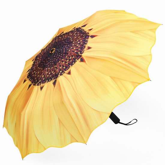  Plemo 向日葵花 时尚折叠式自动雨伞5.1折 13.71加元限量特卖！